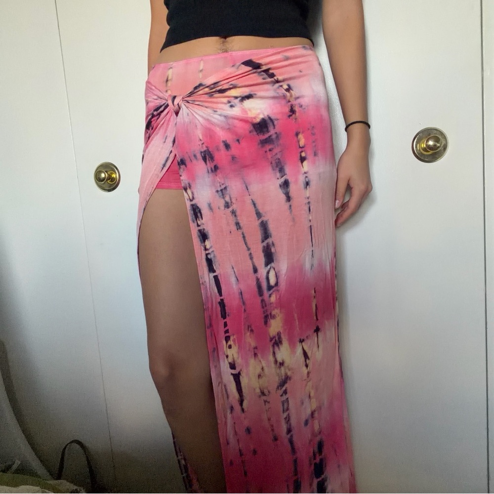 A+ Ellen Pink and White Tie-Dye Skirt